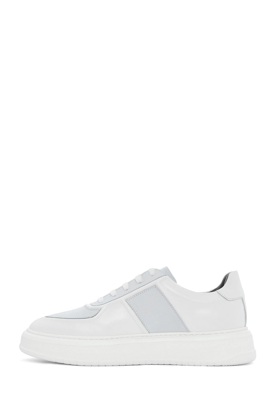 Men's White Lace-up Leather Sneaker