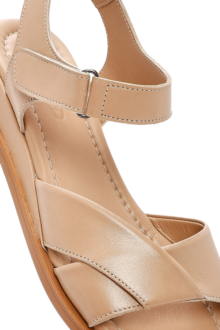 Women's Beige Strappy Leather Sandals