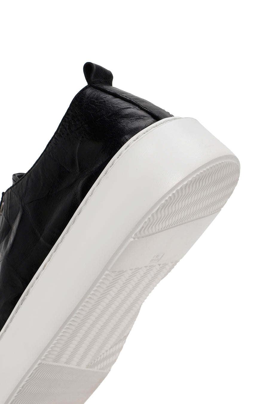 Erkek Siyah Bağcıklı Kalın Tabanlı Deri Sneaker