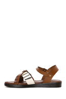 Women's Tan Ankle Strap Leather Bodrum Sandals | Derimod