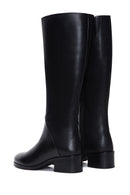 Women's Black Leather Zippered Heeled Boots | Derimod
