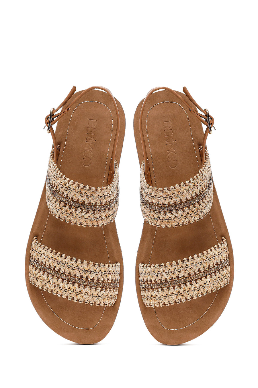 Women's Brown Thick Soled Braided Sandals