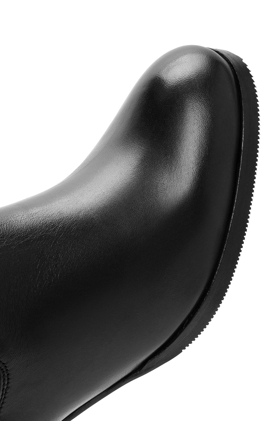 Women's Black Thick Heeled Leather Chelsea Boots