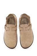 Women's Camel Back Tie Suede Leather Sandals | Derimod