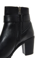 Women's Leather Buckle Heeled Boots | Derimod