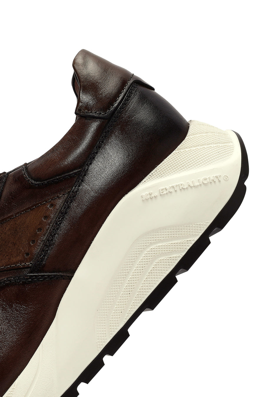 
Men's Brown Thick-Soled Lace-Up Leather Sneaker
