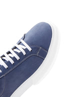 Men's Navy Blue Nubuck Leather Sneaker | Derimod