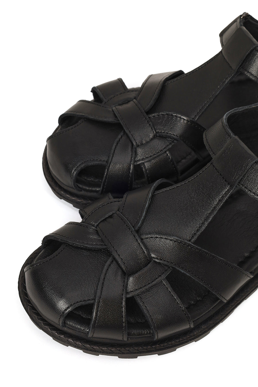 Women's Black Strappy Leather Sandals