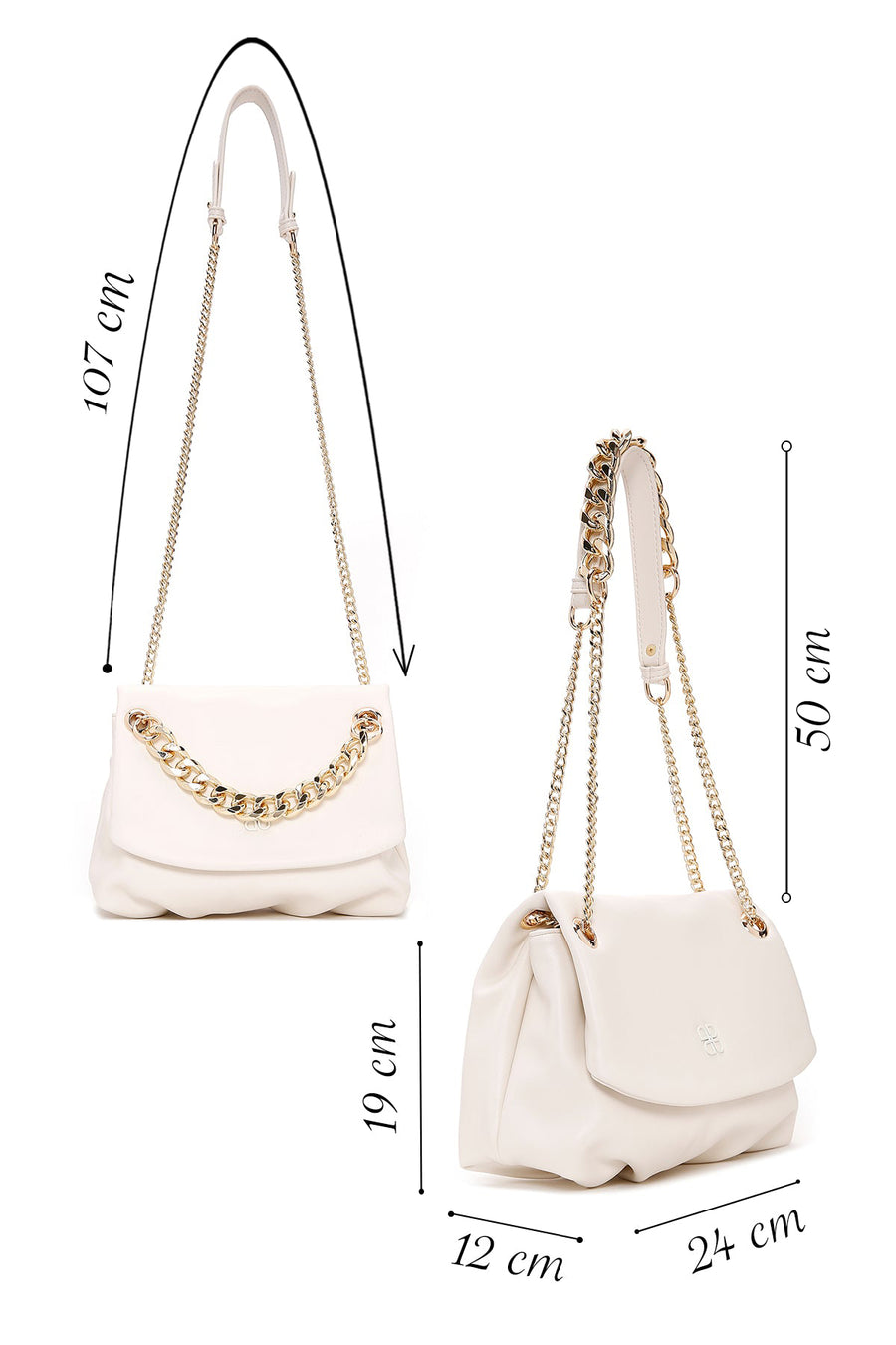 Women's Cream Long Strap Shoulder Bag