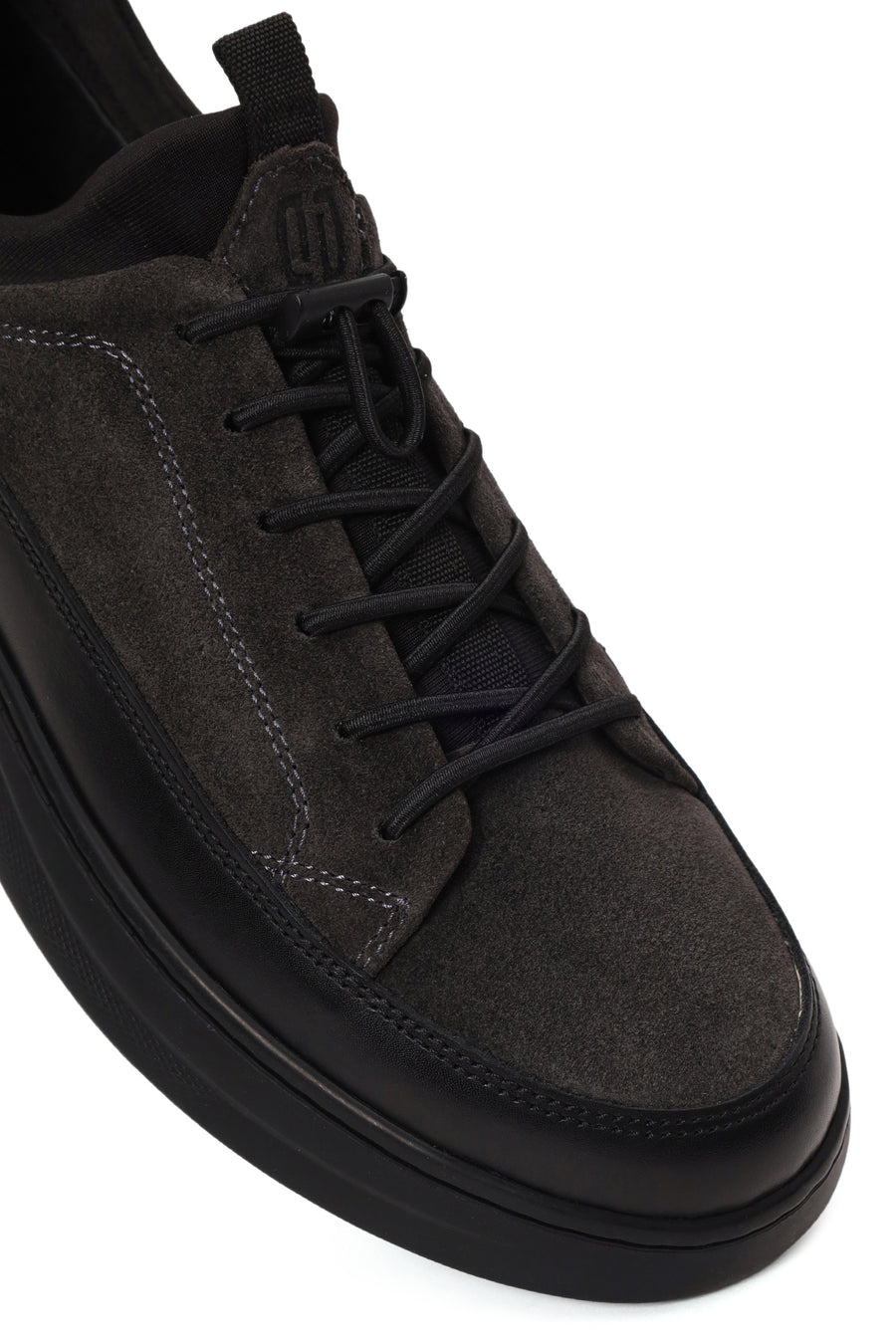 Male Gray Lace-Up Thick-Soled Leather Sneaker