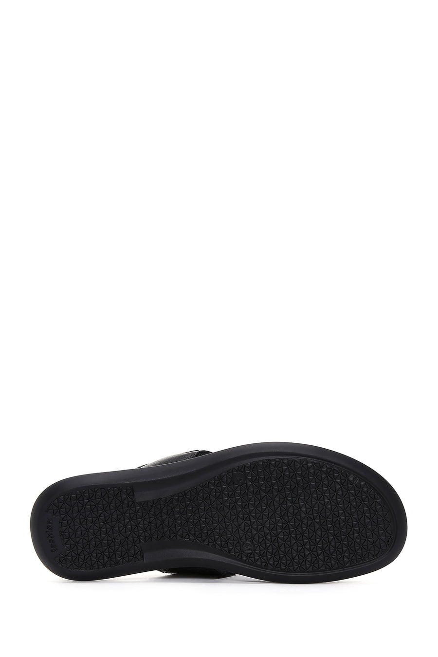Men's Black Knitted Leather Slippers