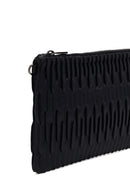 Woman Black Chain-Strap Patterned Clutch Bag | Derimod