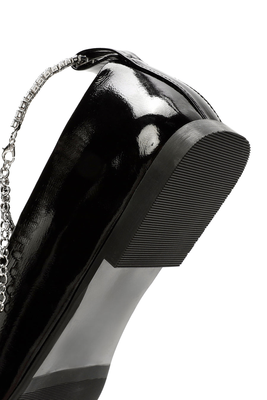 Women's Black Stone Detailed Patent Leather Ballerinas
