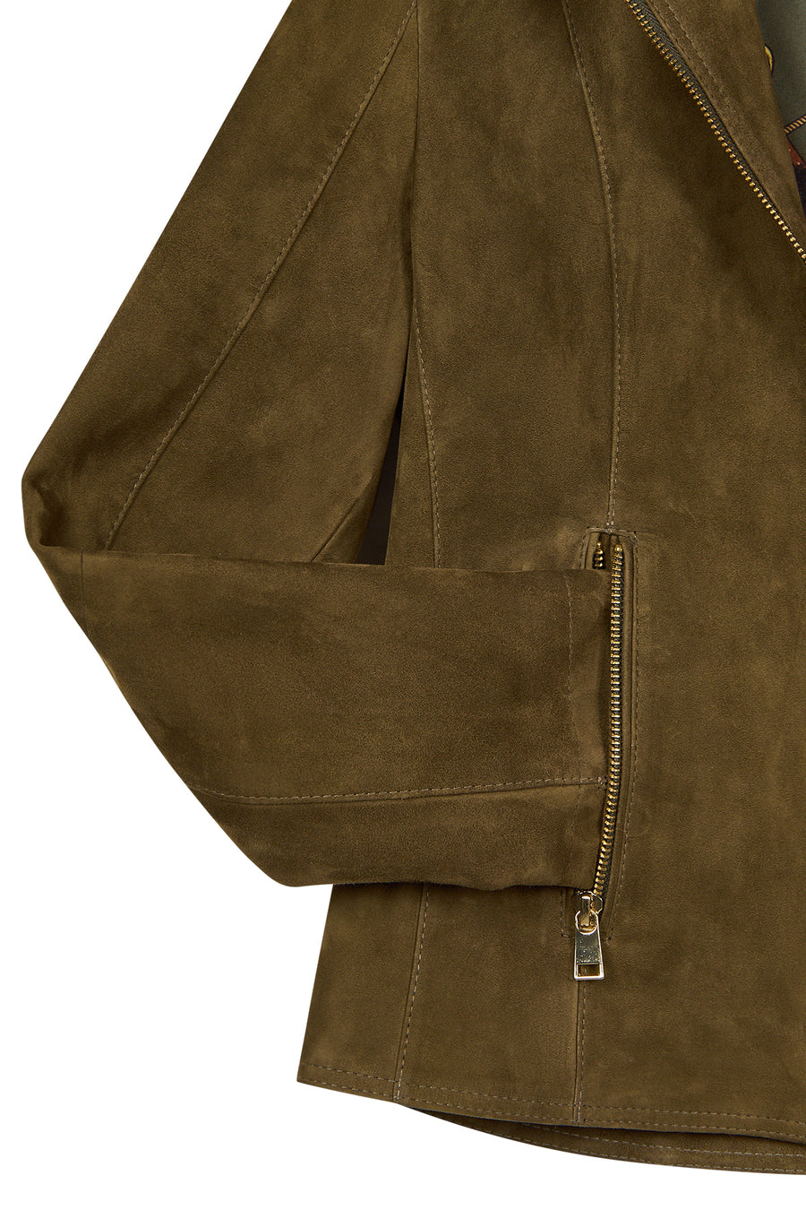 Lara Woman Green Short Suede Leather Jacket