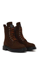 Harley Davidson Woman Brown Rebel Nubuck Leather Combat Boots | Derimod
