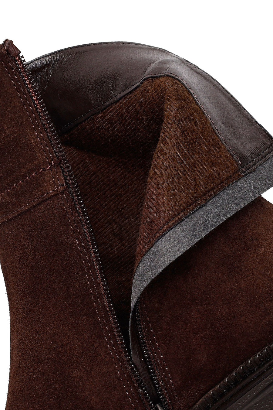 Woman Brown Thick-Soled Zip Closure Suede Casual Boots