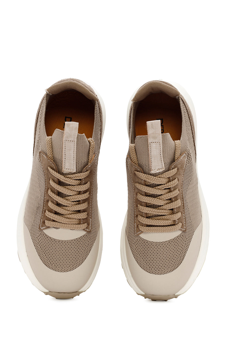 Derimod Zero Men's Beige Lace-Up Thick Soled Fabric Sneaker