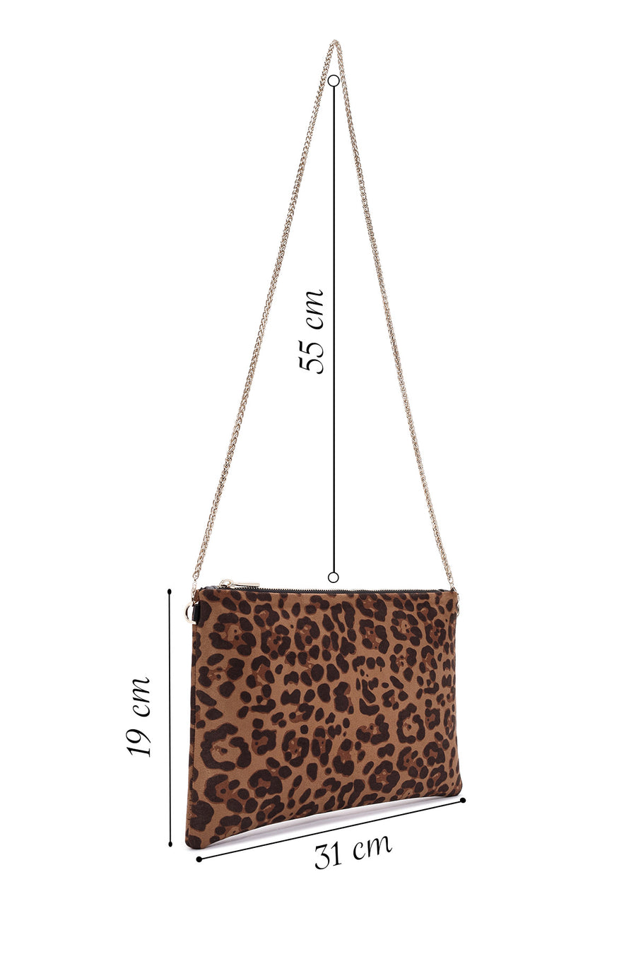 Women's Leopard Long Strap Suede Clutch Bag