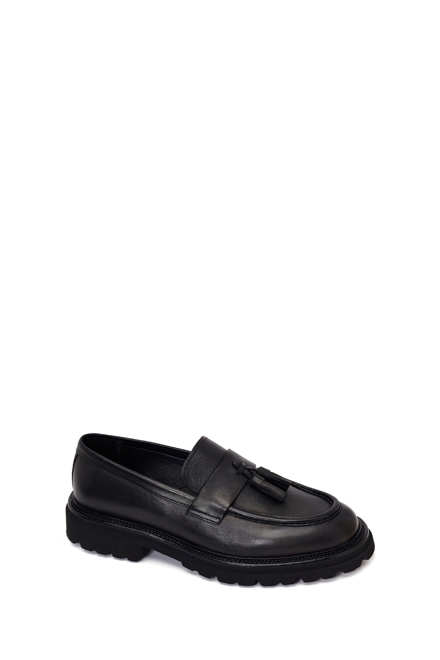 Male Black Tasselled Leather Casual Loafer