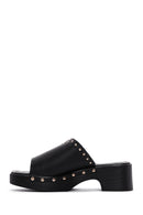 Women's Black Thick Heeled Slippers | Derimod