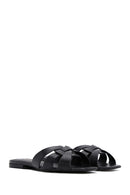 Women's Black Leather Slippers | Derimod