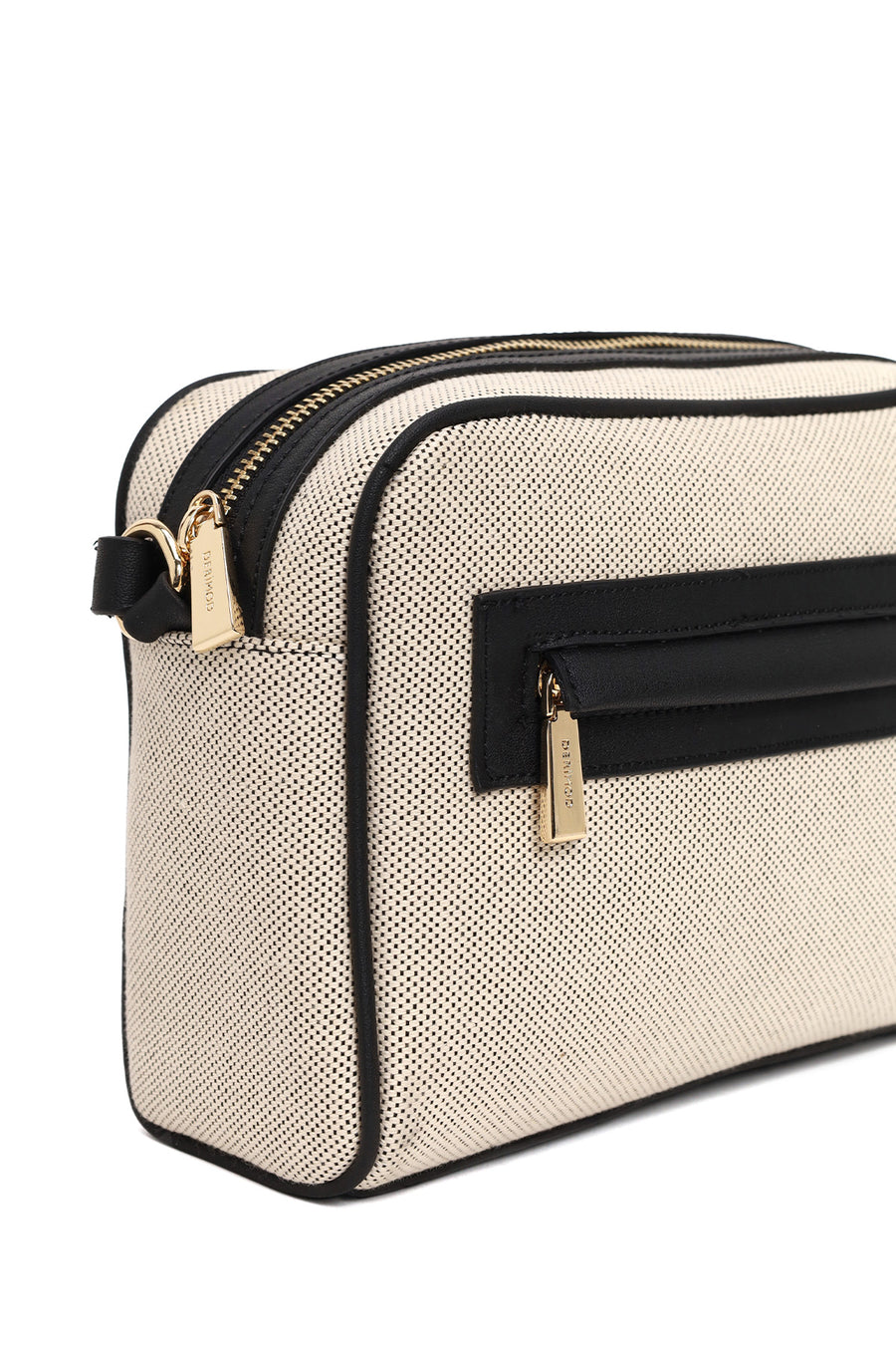 Woman Cream Long-Strap Printed Crossbody Bag