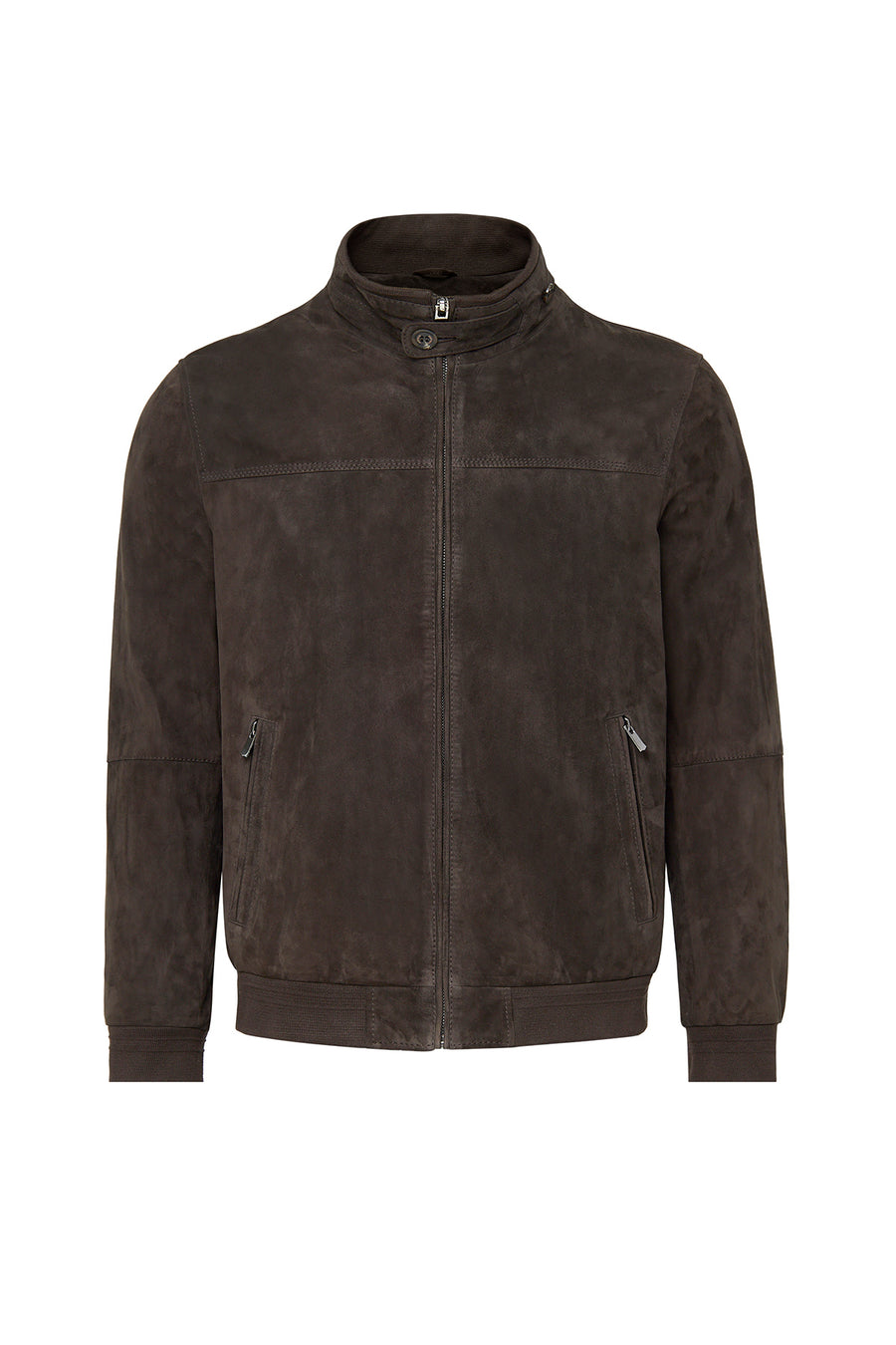 Marcelo Men's Brown Mandarin Collar Suede Leather Jacket