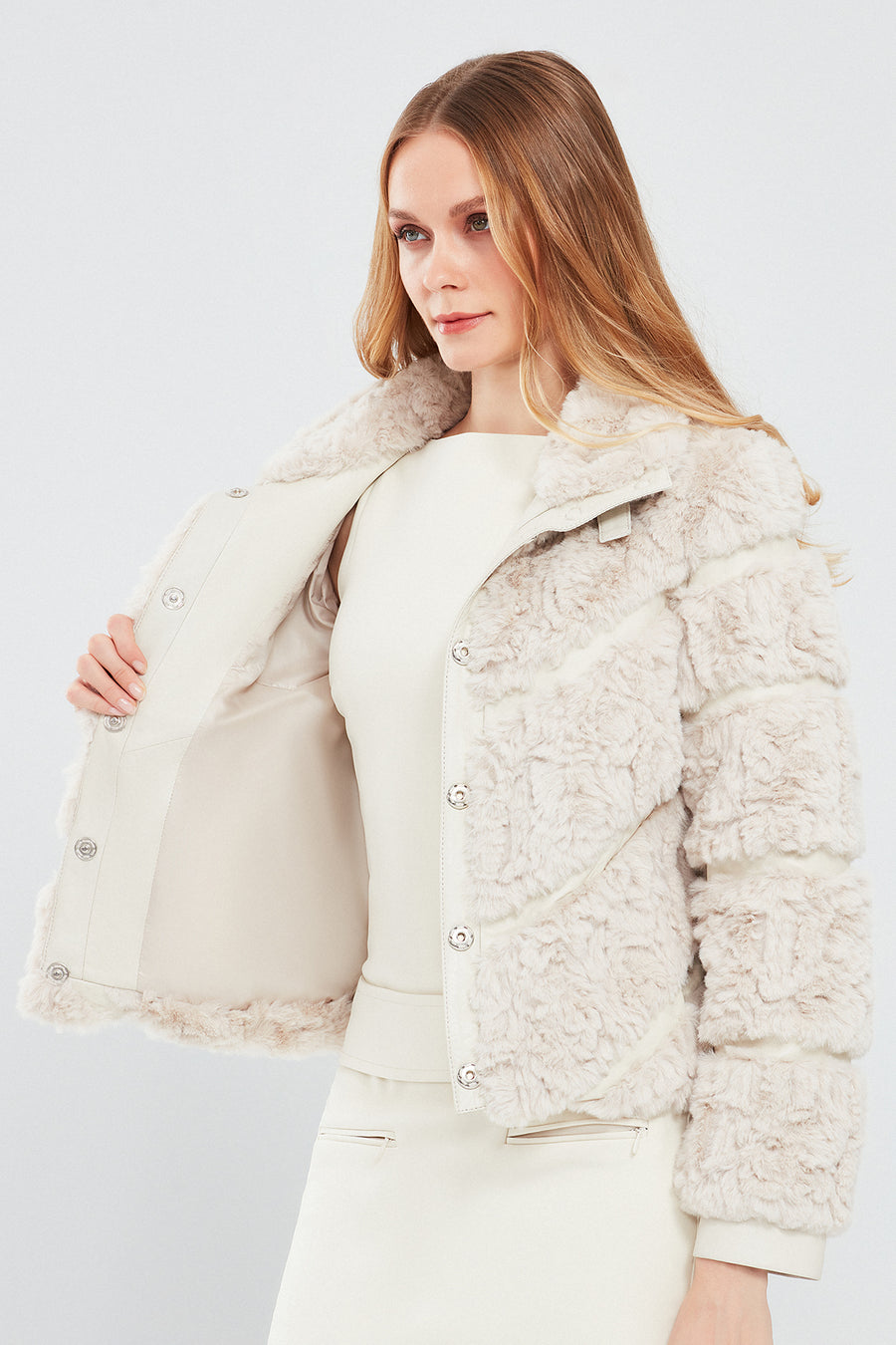 Melrose Women's White Teddy Leather Jacket
