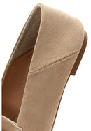 Women's Beige Suede Leather Masculine Loafer | Derimod