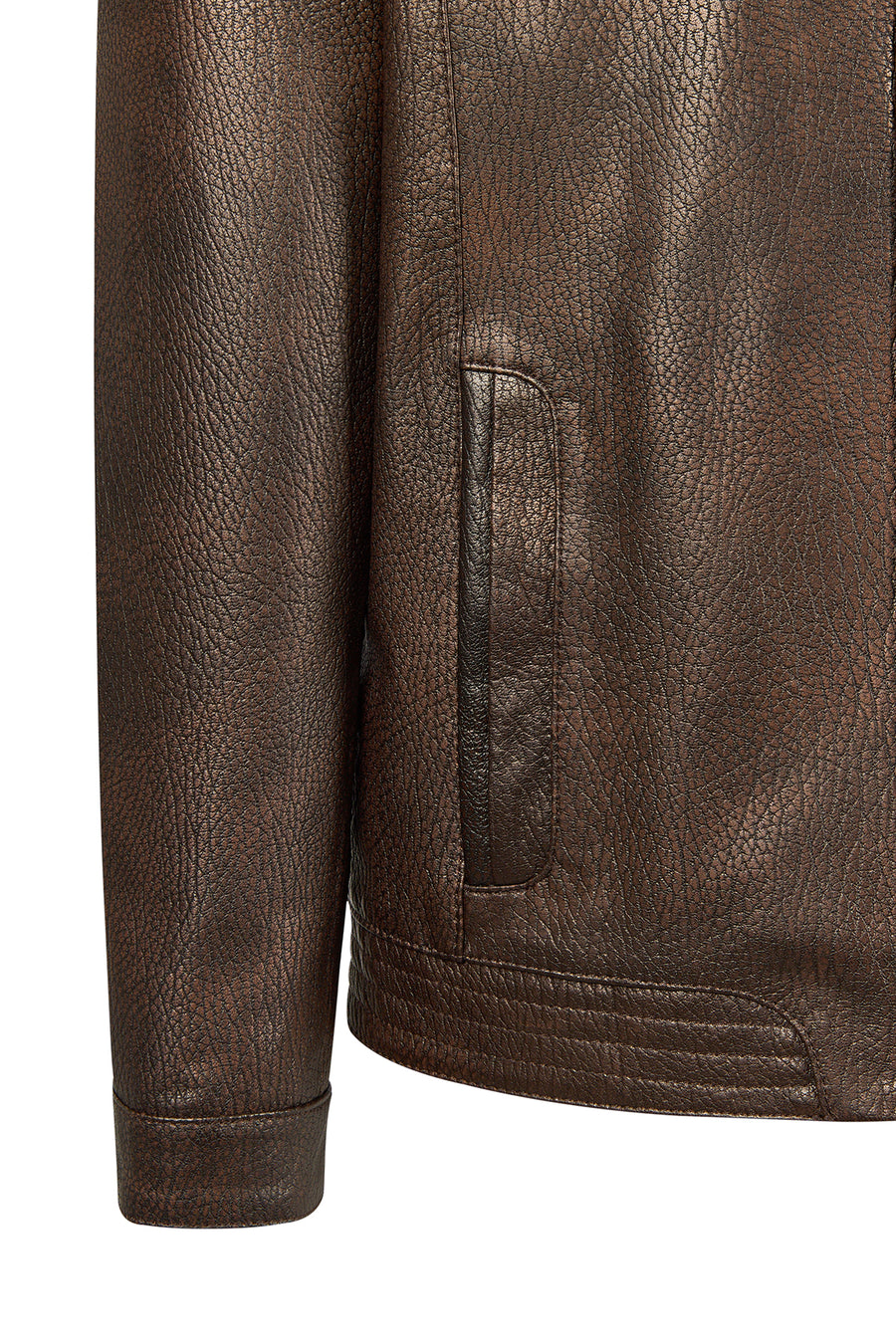 Oscar Male Brown Zippered Leather Jacket