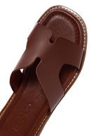 Women's Brown Leather Comfort Slippers | Derimod