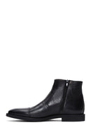 Men's Black Zippered Leather Classic Boat | Derimod