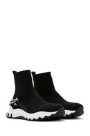 Women's Black Ankle Sneaker Boots with Chain Accessories | Derimod