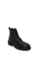 Male Black Lace-up Zip Closure Leather Casual Boots | Derimod