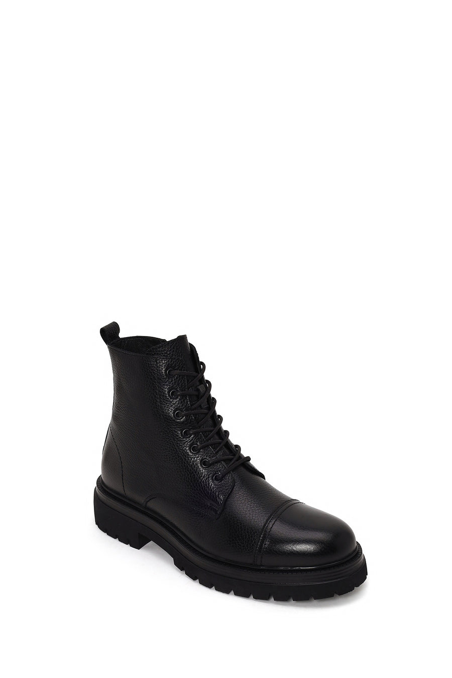Male Black Lace-up Zip Closure Leather Casual Boots