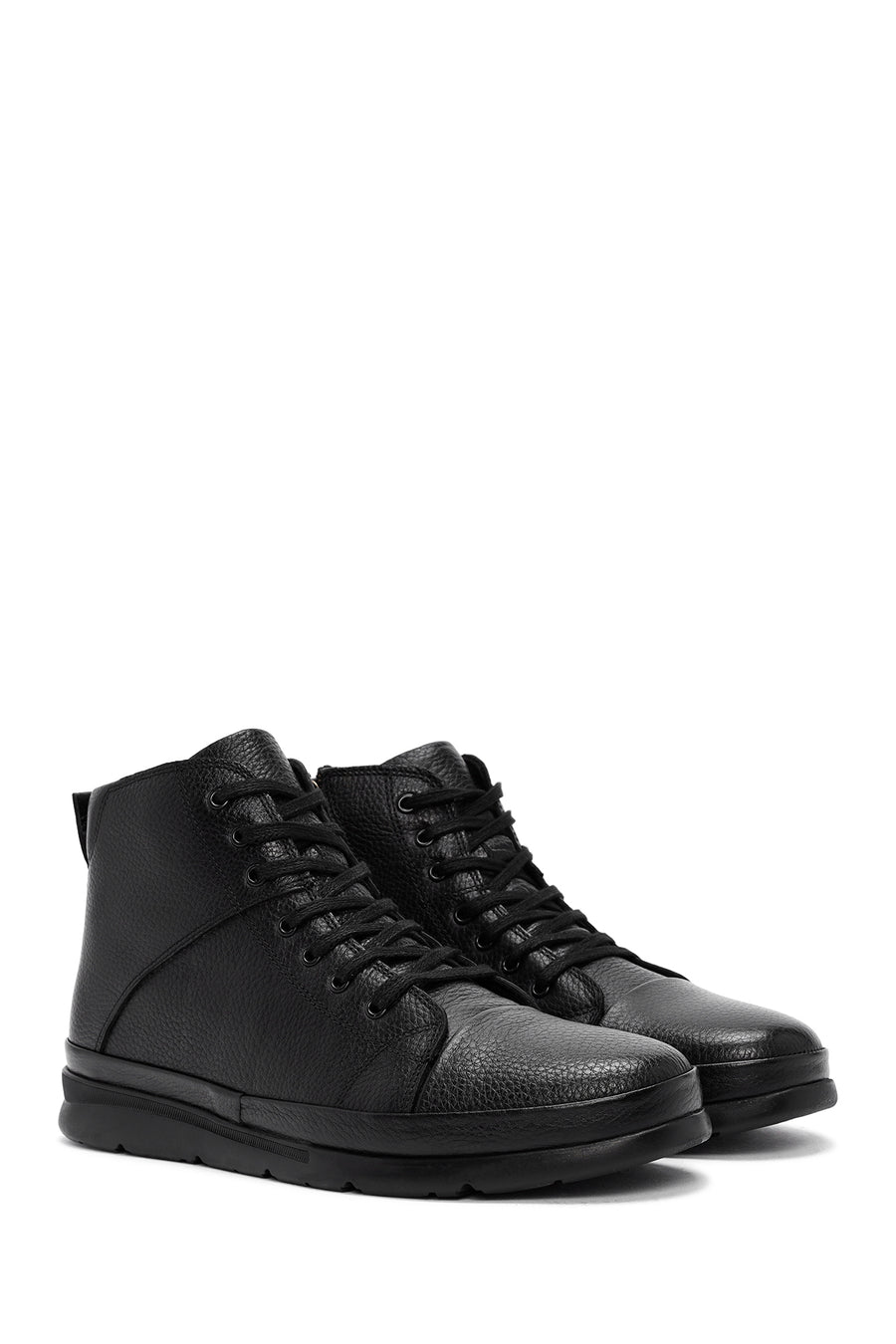 Men's Black Zippered Leather Sports Boots
