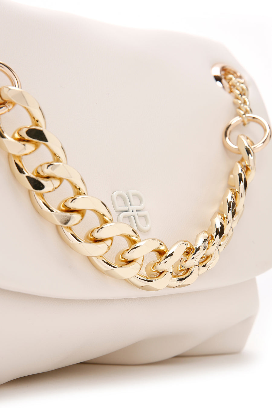 Women's Cream Long Chain Strap Shoulder Bag
