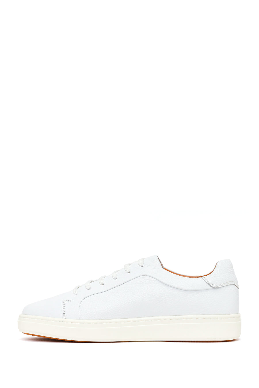 Male White Lace-Up Leather Sneaker