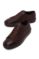 Male Brown Lace-Up Thick-Soled Leather Sneaker | Derimod