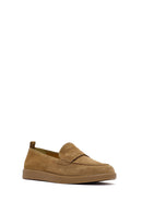 Women's Tan Suede Leather Loafer | Derimod