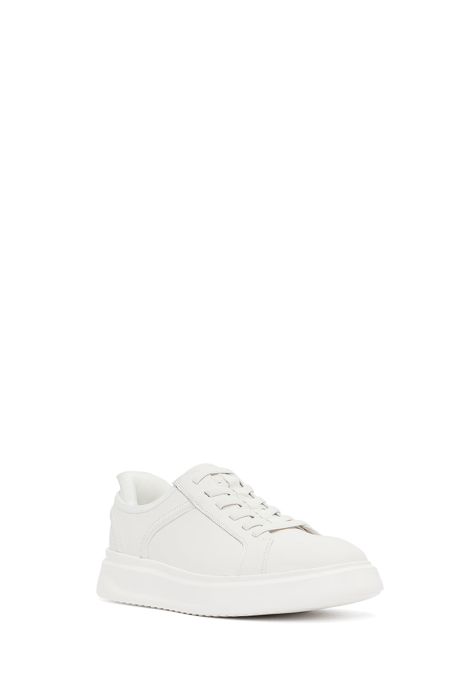 Erkek Beyaz Bağcıklı Kalın Tabanlı Deri Sneaker