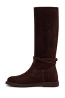 Woman Brown Buckle-Detail Suede Boots | Derimod