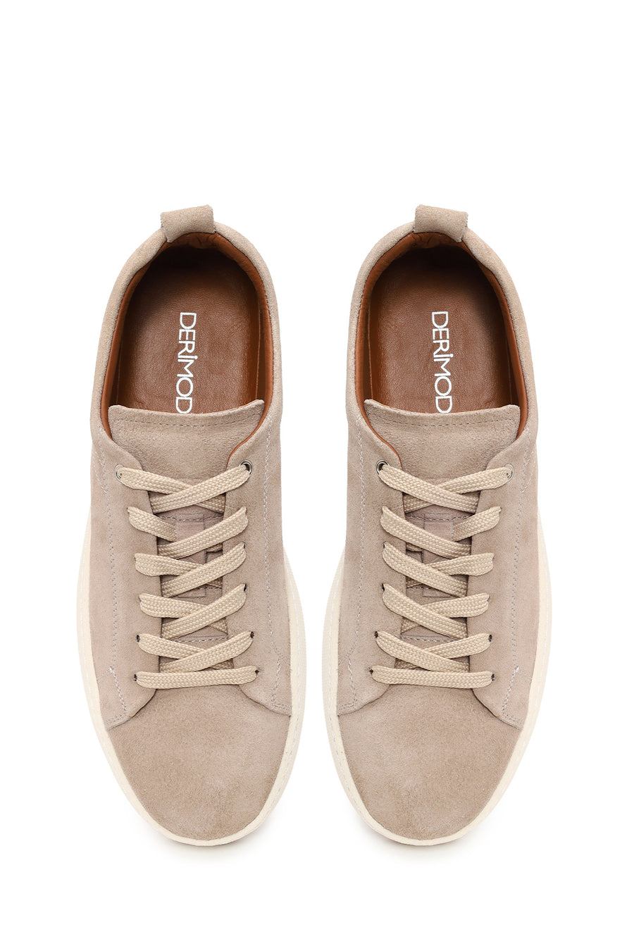 Male Beige Lace-up Suede Leather Sneaker