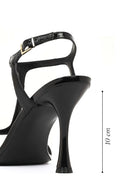 Women's Black Ankle Buckle High Heeled Patent Leather Sandals | Derimod