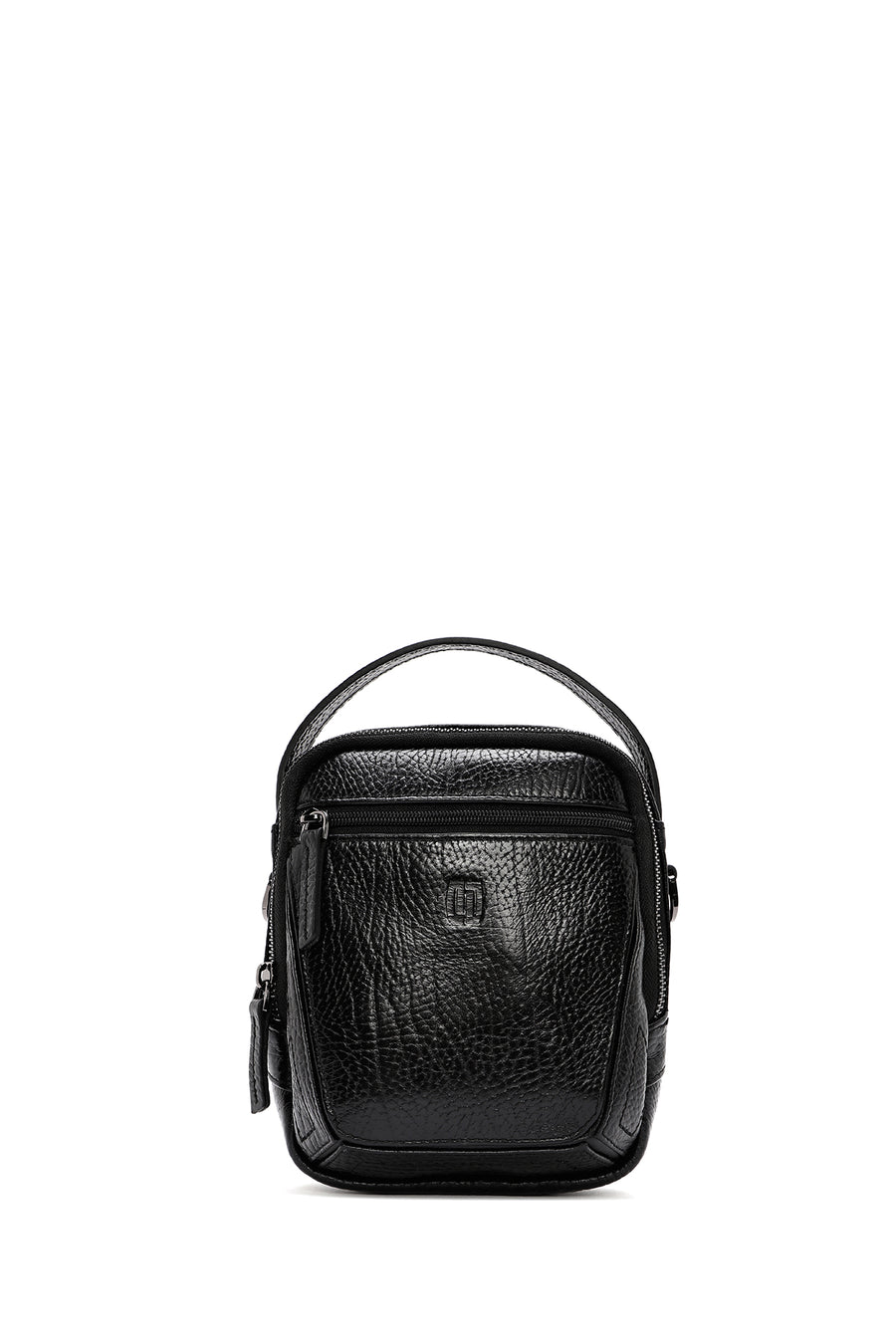 Men's Black Leather Messenger Bag