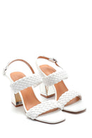 Women's Knitted Detailed Thick Heeled Sandals | Derimod