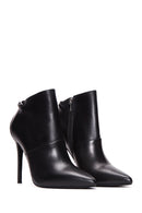 Women's Black Leather Heeled Bootie | Derimod