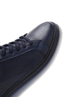 Men's Navy Blue Leather Sneaker | Derimod