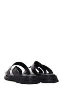 Women's Black Leather Comfort Slippers | Derimod