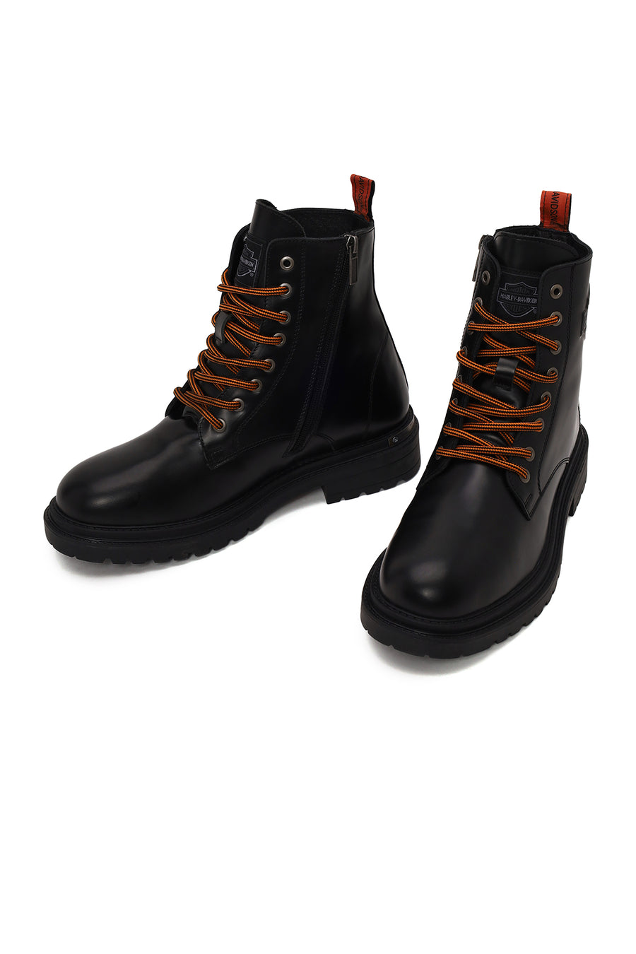 Harley Davidson Male Black Steven Zip Closure Leather Combat Boots